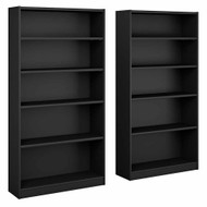 Bush Universal Bookcases Collection 5 Shelf Bookcase Set of 2 Black - UB003BL