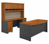 Bush Series C 72W Bow Front Desk with Credenza, Hutch and Storage - SRC082NCSU