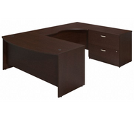 Bush Series C Elite Mocha Cherry 72W x 36D Right Hand Bow front U Station Desk Shell with Lateral File - SRE089MRSU