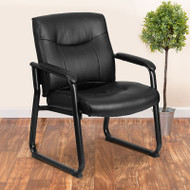 Flash Furniture Hercules Series Big & Tall Black LeatherSoft Executive Side Reception Chair with Sled Base - GO-2136-GG
