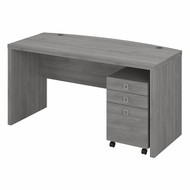 Bush Business Furniture Echo by Kathy Ireland 60W Bow Front Desk with 3 Drawer Mobile Pedestal Modern Gray - ECH001MG
