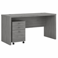 Bush Business Furniture Kathy Ireland Echo 60W Credenza/Desk with 3 Drawer Mobile Pedestal Modern Gray - ECH003MG