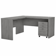 Bush Business Furniture Echo by Kathy Ireland 60W L-Shaped Desk and 3 Drawer Mobile Pedestal Modern Gray - ECH008MG