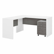 Bush Business Furniture Echo by Kathy Ireland 60W L-Shaped Desk and 3 Drawer Mobile Pedestal White/Modern Gray - ECH008WHMG