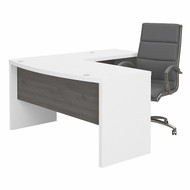 Bush Business Furniture Echo by Kathy Ireland 60W Bow Front Dsk w Return and Modelo High Back Mgr Chair - ECH034WHMG