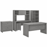 Bush Business Furniture Echo by Kathy Ireland 60W Bow Front Desk Package Modern Gray - ECH029MG