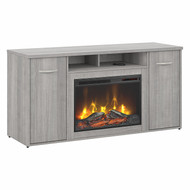 Bush Business Furniture Echo by Kathy Ireland 60W Storage Cabinet with Electric Fireplace Insert Platinum Gray - STC059PG