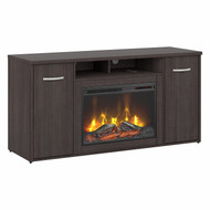 Bush Business Furniture Echo by Kathy Ireland 60W Storage Cabinet with Electric Fireplace Insert Storm Gray - STC059SG