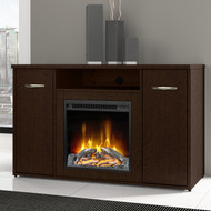 Bush Business Furniture Echo by Kathy Ireland 48W Storage Cabinet with Electric Fireplace Insert Mocha Cherry - SRC159MR