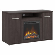 Bush Business Furniture Echo by Kathy Ireland 48W Storage Cabinet with Electric Fireplace Insert Storm Gray - STC058SG