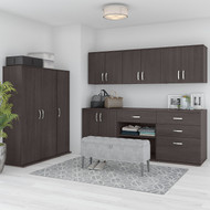 Bush Business Furniture Echo by Kathy Ireland Modular 136W Closet Storage Cabinet System w Wall Mount Cabinets Storm Gray - CLS001SG