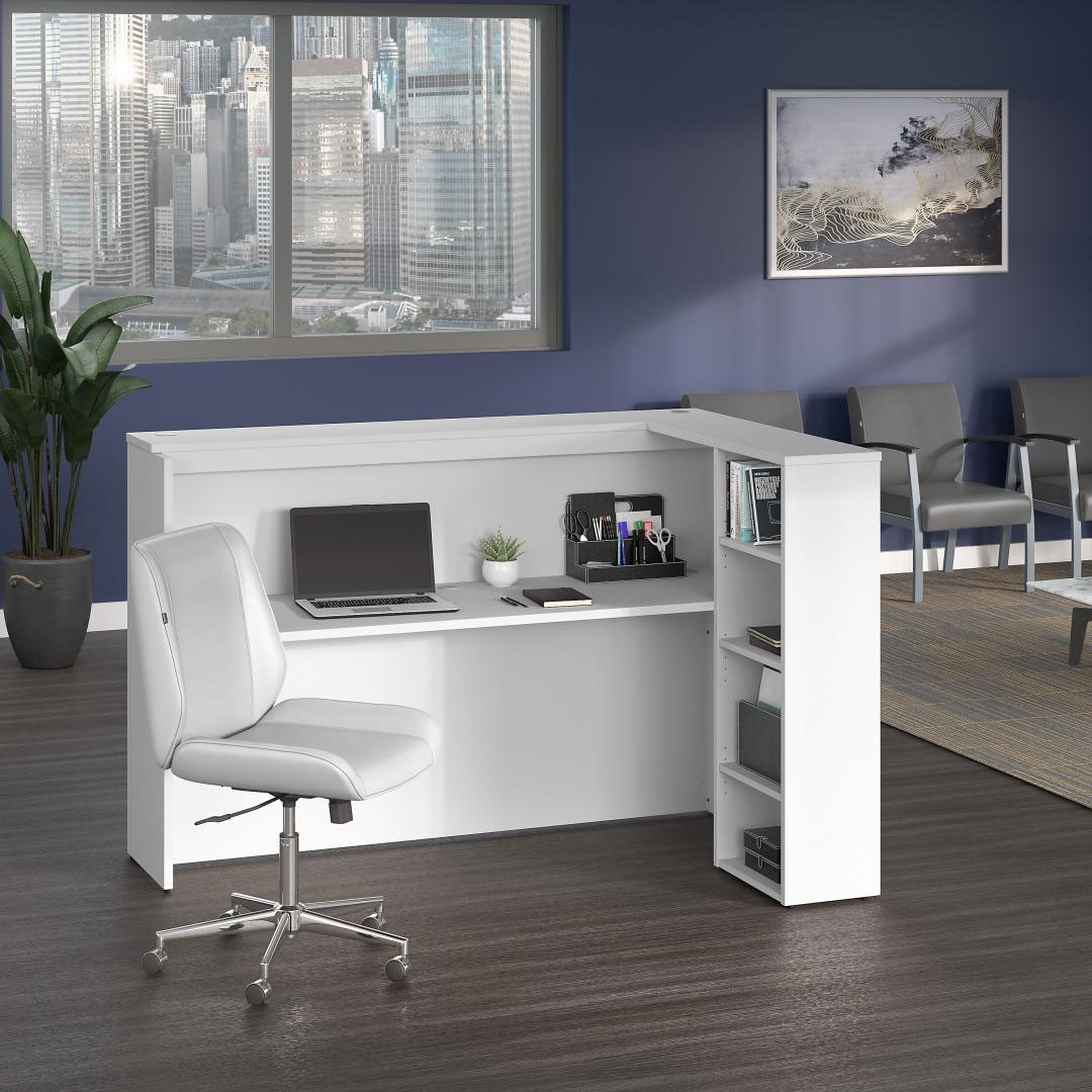 Bush Furniture 72W Privacy Desk with Shelves - SCD572WHK - Epic Office  Furniture