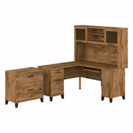 Bush Furniture 60W L Desk w Hutch and Lateral File - SET008FW