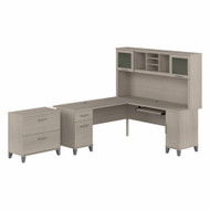 Bush Furniture 72W L Desk w Hutch and Lateral File - SET009SO