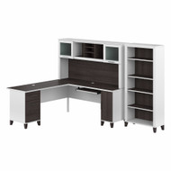 Bush Furniture 72W L Desk w Hutch and Bookcase - SET011SGWH