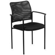 Flash Furniture Comfort Black Mesh Stackable Steel Side Chair with Arms - GO-516-2-GG