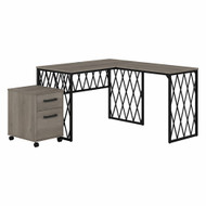 Kathy Ireland Home by Bush Furniture City Park 56W Industrial L Shaped Desk with Mobile File Cabinet - CPK006DG
