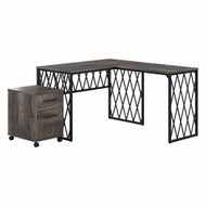 Kathy Ireland Home by Bush Furniture City Park 56W Industrial L Shaped Desk with Mobile File Cabinet - CPK006GH