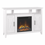 Bush Furniture Key West Tall Electric Fireplace TV Stand for 55 Inch TV Pure White Oak - KWS064WT