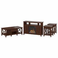 Bush Furniture Key West Tall Electric Fireplace TV Stand with Coffee Table and End Tables Bing Cherry - KWS072BC