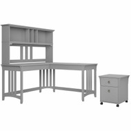 Bush Furniture Salinas 60W L Shaped Writing Desk with Hutch and Mobile File Cabinet - SAL048CG
