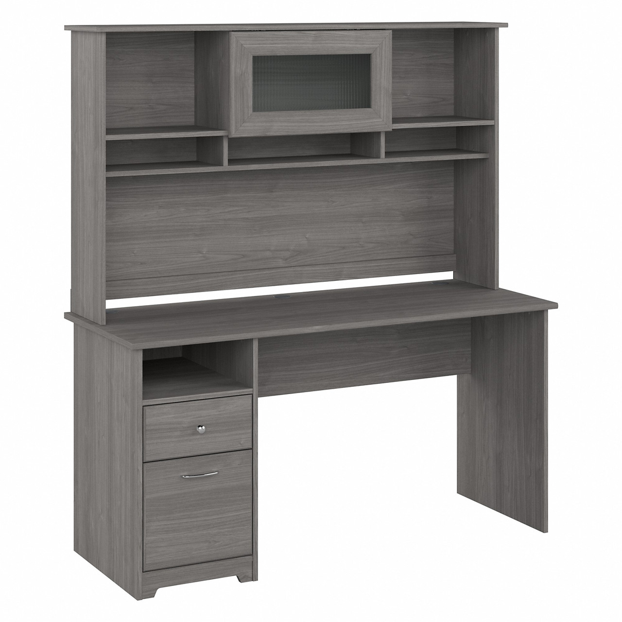 Bush Furniture 60W Single Pedestal Desk and Hutch CAB042MG