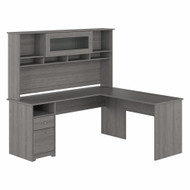 Bush Furniture Cabot Collection 72W L Shaped Computer Desk with Hutch and Drawers Modern Gray- CAB053MG