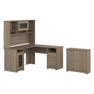 Bush Furniture Cabot Collection 60W L Shaped Computer Desk with Hutch and Small Storage Cabinet Ash Gray - CAB016AG
