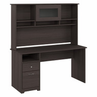 Bush Furniture Cabot Collection 60W 3 Position Sit to Stand L Shaped Desk with Hutch Heather Gray - CAB042HRG