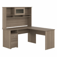 Bush Furniture Cabot Collection 60W L Shaped Computer Desk with Hutch and Drawers Ash Gray - CAB046AG