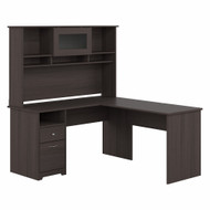 Bush Furniture Cabot Collection 60W L Shaped Computer Desk with Hutch and Drawers Heather Gray- CAB046HRG