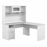 Bush Furniture Cabot Collection 60W L Shaped Computer Desk with Hutch and Drawers  White - CAB046WHN