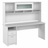 Bush Furniture Cabot Collection 72W Single Pedestal Desk and Hutch White - CAB049WHN