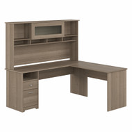 Bush Furniture Cabot Collection 72W L Shaped Computer Desk with Hutch and Drawers Ash Gray - CAB053AG