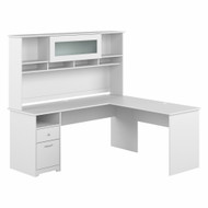 Bush Furniture Cabot Collection 72W L Shaped Computer Desk with Hutch and Drawers White - CAB053WHN
