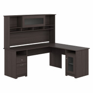 Bush Furniture Cabot Collection 72W L Shaped Computer Desk with Hutch Heather Gray - CAB073HRG