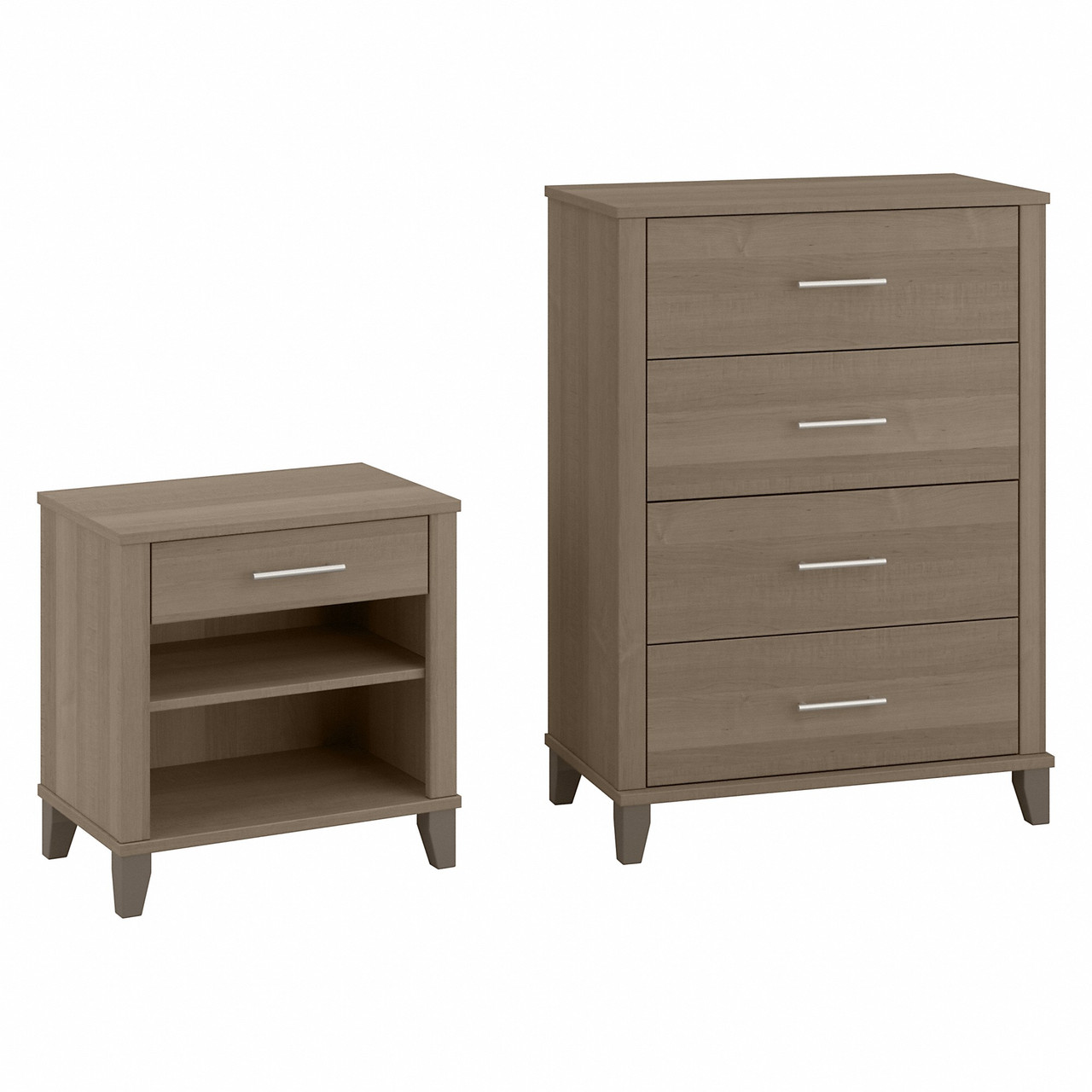 Bush Furniture 4 Drawer Chest and Nightstand SET034AG Free Shipping!