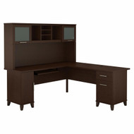 Bush Furniture Somerset 72W L Shaped Desk with Hutch Mocha Cherry - SET001MR