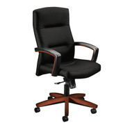 HON Park Avenue High-Back Chair Wood Trim Mahogany Finish Black Fabric - H5001.N.WP40