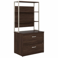 Bush Business Furniture Hybrid 2 Drawer Lateral File Cabinet with Shelves In Black Walnut - HYB018BWSU