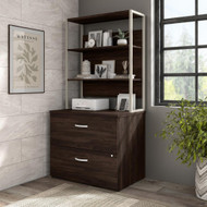 Bush Furniture Hybrid 2 Drawer Lateral File Cabinet with Shelves Black Walnut - HYB018BWSU