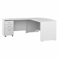 Bush Business Furniture Studio C 72W L-Shaped Bow Front Desk with 3 Drawer Mobile File Cabinet In White - STC067WHSU