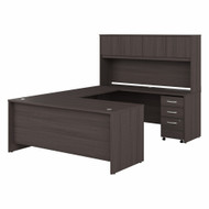 Bush Business Furniture Studio C 72W x 30D U Station with Hutch and 3 Drawer Mobile File Cabinet In Storm Gray - STC070SGSU