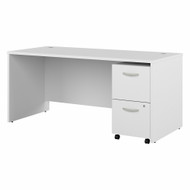 Bush Business Furniture Studio C 66W x 30D Office Desk with 2 Drawer Mobile File Cabinet In White - STC071WHSU