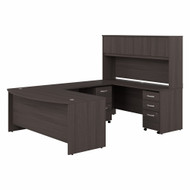 Bush Business Furniture Studio C 72W x 36D U Shaped Desk with Hutch and Mobile File Cabinets In Storm Gray - STC072SGSU