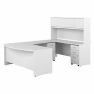 Bush Business Furniture Studio C 72W x 36D U Shaped Desk with Hutch and Mobile File Cabinets In White - STC072WHSU