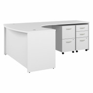 Bush Business Furniture Studio C 60W x 43D Right Hand L-Bow Desk with Mobile File Cabinets In White - STC074WHSU