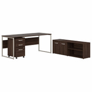 Bush Business Furniture Hybrid 72W x 30D Computer Table Desk with Storage and Mobile File Cabinet In Black Walnut - HYB014BWSU