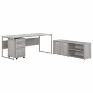 Bush Business Furniture Hybrid 72W x 30D Computer Table Desk with Storage and Mobile File Cabinet In Platinum Gray - HYB014PGSU