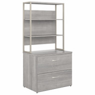 Bush Business Furniture Hybrid 2 Drawer Lateral File Cabinet with Shelves In Platinum Gray - HYB018PGSU